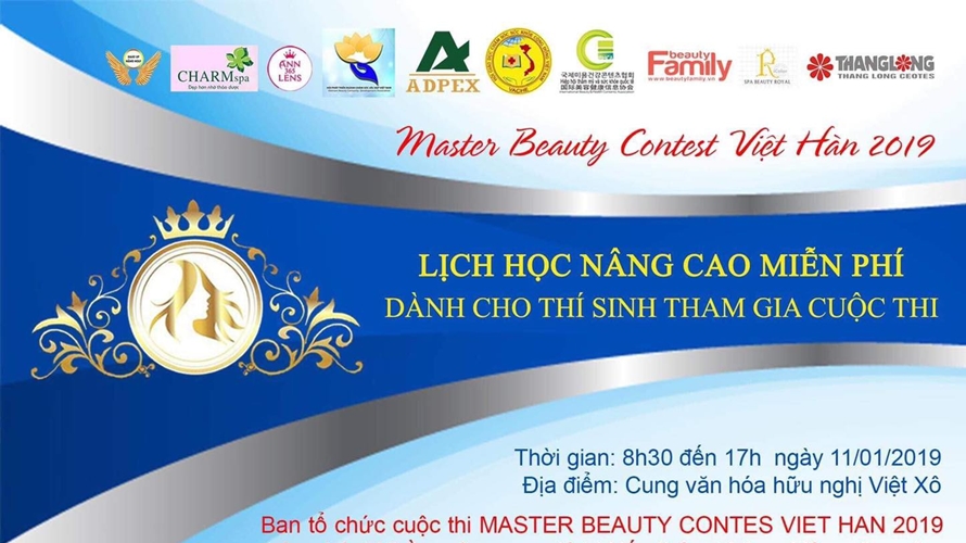 Lịch học nâng cao miễn phí dành cho thí sinh tham gia cuộc thi Master Beauty Contest Việt – Hàn 2019 lần thứ nhất