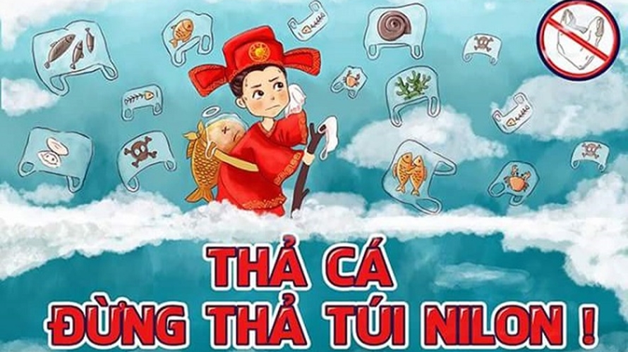 Tiễn ông Công ông Táo: Thả cá, xin đừng thả túi nilon!