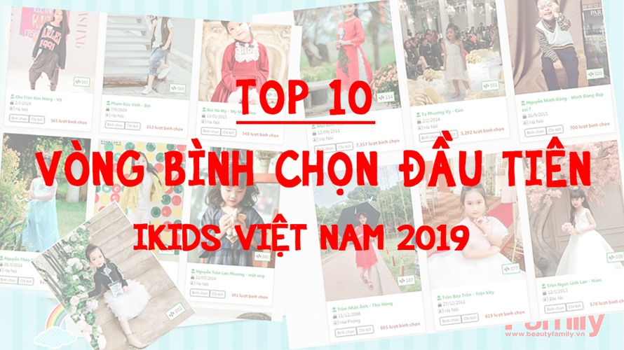 Ikids Việt Nam 2019: Công bố top 10 thí sinh có lượt bình chọn cao nhất vòng Sơ khảo 1
