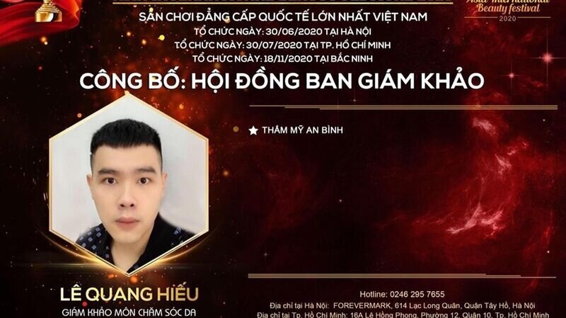 Master Lê Quang Hiếu sẽ chính thức xuất hiện trên cương vị Giám khảo bộ môn Chăm sóc da của cuộc thi Asia International Beauty Festival 2020