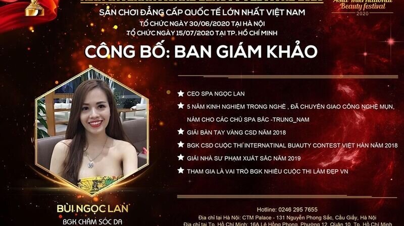 Master Bùi Ngọc Lan – giám khảo bộ môn Chăm sóc Da: “Cuộc thi Asia International Beauty Festival 2020 là trải nghiệm thú vị và đáng nhớ với các thí sinh.”