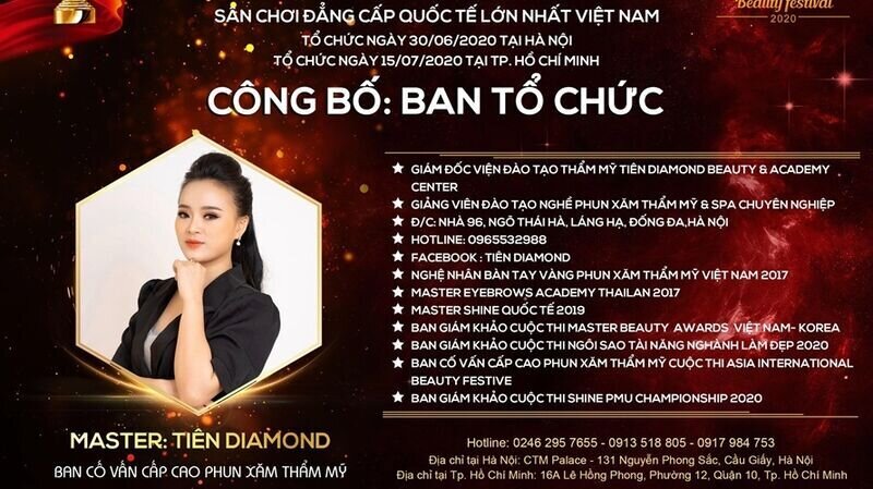 Master Tiên Diamond – Cố vấn cao cấp bộ môn Phun xăm thẩm mỹ chia sẻ gì trước thềm chung kết cuộc thi Asia International Beauty Festival 2020