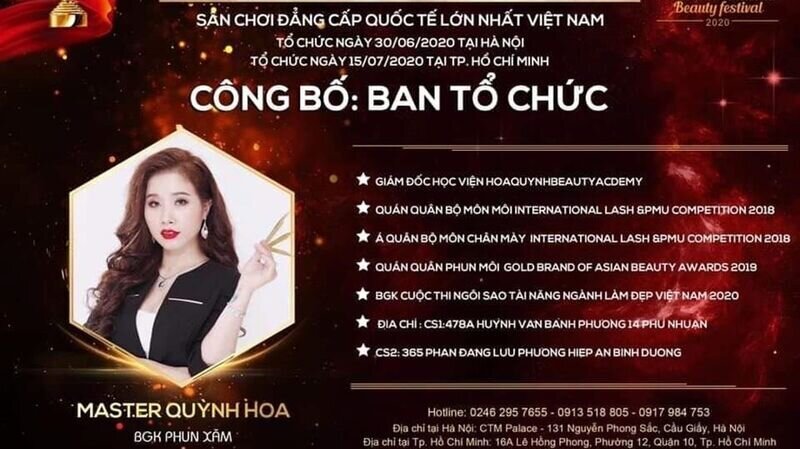 Master Quỳnh Hoa –giám khảo bộ môn Phun xăm thẩm mỹ: người nghệ nhân tài năng, truyền cảm hứng tới thí sinh tại cuộc thi Asia International Beauty Festival 2020
