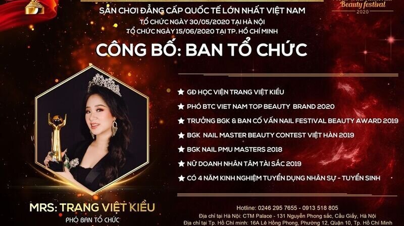Master Trang Việt Kiều – Phó ban tổ chức tại cuộc thi Asia International Beauty Festival 2020: “Tôi hi vọng cuộc thi sẽ là sân chơi, góp phần đưa ngành làm đẹp Việt thêm phát triển.”