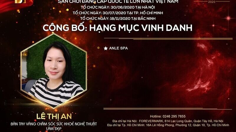Nghệ nhân An Lê – Bàn tay vàng Chăm sóc sức khỏe nghệ thuật làm đẹp: “Tôi hạnh phúc và vinh dự khi nhận được giải thưởng cao quý của cuộc thi.”