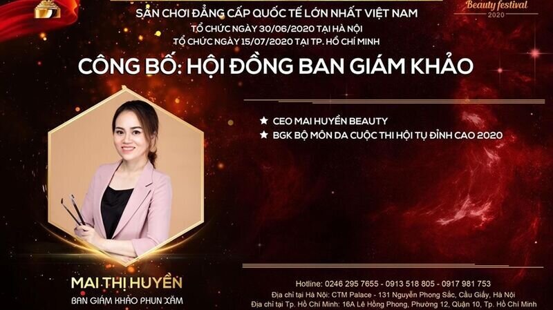 Master Mai Thị Huyền – giám khảo bộ môn Phun xăm thẩm mỹ: “Tôi hi vọng sẽ tiếp thêm nhiệt huyết để các thí sinh vững tay nghề trong cuộc thi.”