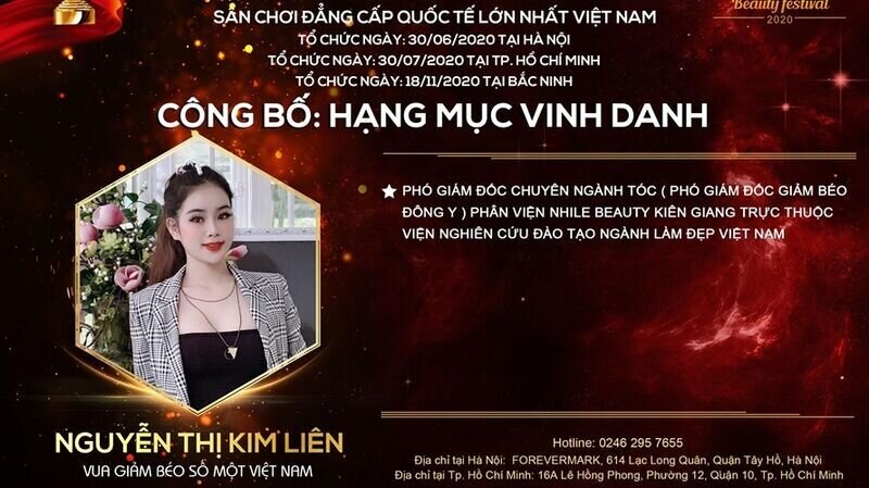 Hạng mục Vinh danh tại cuộc thi Asia International Beauty Festival 2020: Vua giảm béo số 1 Việt Nam xuất sắc gọi tên nghệ nhân Miu Miu