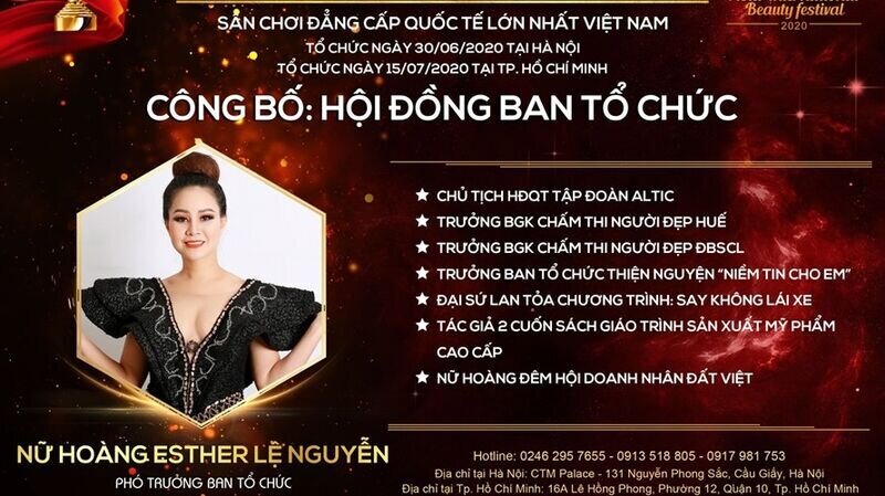 Nữ hoàng Esther Lệ Nguyễn chính thức nhận lời mời và xuất hiện trên cương vị Phó trưởng ban tổ chức Asia International Beauty Festival 2020
