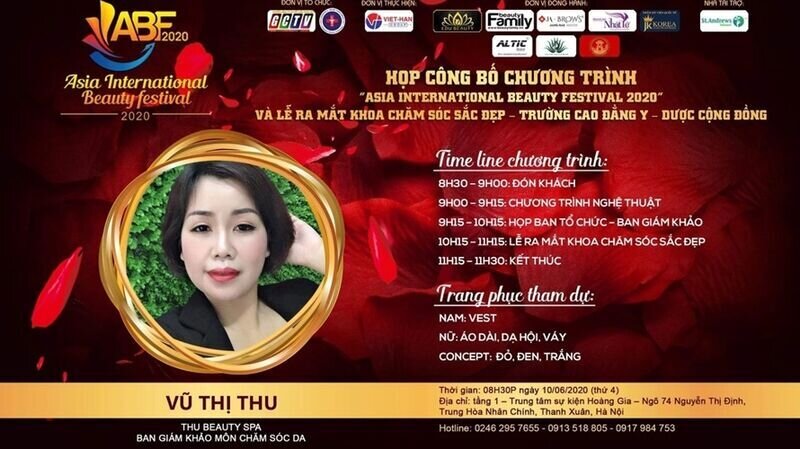 Master Vũ Thị Thu – giám khảo bộ môn Chăm sóc Da: “Tôi tin rằng đến với cuộc thi Asia International Beauty Festival năm 2020 các thí sinh sẽ có được trải nghiệm quý báu.”