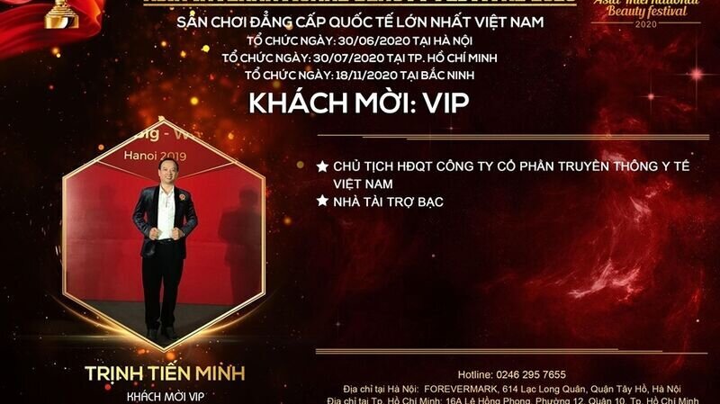 Ông Trịnh Tiến Minh: CT HĐQT Công ty cổ phần truyền thông y tế Việt Nam chính thức trở thành Nhà tài trợ bạc tại cuộc thi Asia International Beauty Festival 2020