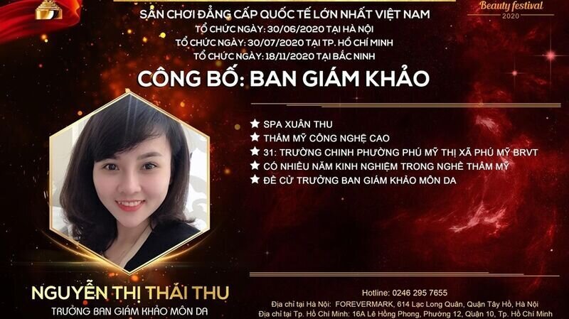 Trưởng ban giám khảo Bộ môn Da: master Nguyễn Thị Thái Thu- người phụ nữ với đam mê và nhiệt huyết dành trọn cho nghề làm đẹp