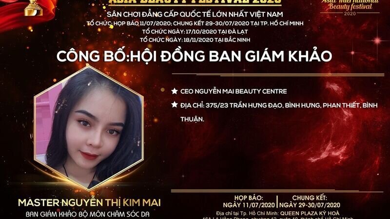 Master Nguyễn Thị Kim Mai- giám khảo bộ môn Chăm sóc da: “Cuộc thi Asia Beauty Festival 2020 là sân chơi tuyệt vời để các nghệ nhân trẻ thể hiện tài năng.”