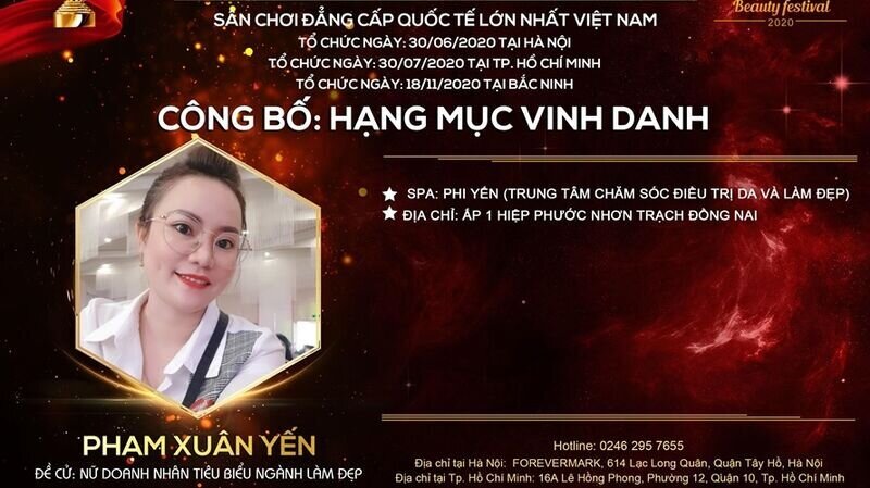 Nghệ nhân trẻ Phạm Xuân Yến xuất sắc đạt giải Đề cử: Doanh nhân tiêu biểu ngành làm đẹp tại cuộc thi Asia International Beauty Festival 2020