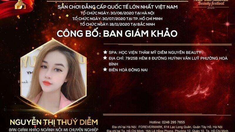 Master Diễm Nguyễn – giám khảo bộ môn Nối mi: “Trên cương vị Ban giám khảo, tôi chắc chắn sẽ làm việc công tâm để tìm ra những thí sinh xuất sắc nhất.”