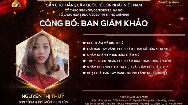 “Cuộc thi Asia International Beauty Festival 2020 thực sự công bằng và chuẩn mực”: giám khảo Nguyễn Thị Thủy bộ môn Phun xăm