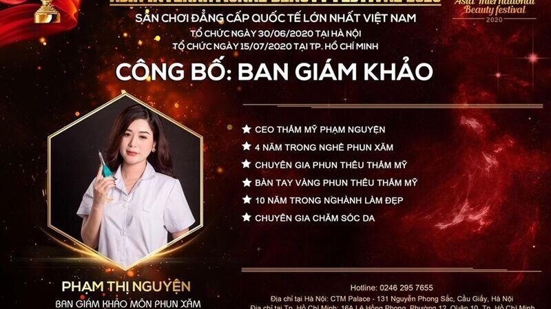 Master Phạm Thị Nguyện – Giám khảo bộ môn Phun xăm: “Đối với tôi chặng đường cùng Asia International Beauty Festival 2020 mang rất nhiều trải nghiệm.”