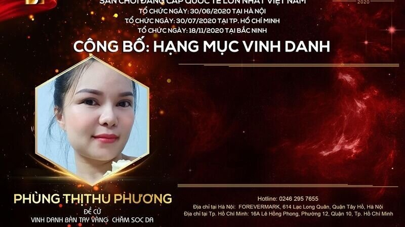 Nghệ nhân Phùng Thị Thu Phương: Đề cử Vinh danh bàn tay vàng Bộ môn chăm sóc Da: “Cái tâm trong sáng là ngọn hải đăng để tôi gắn bó với nghề.”