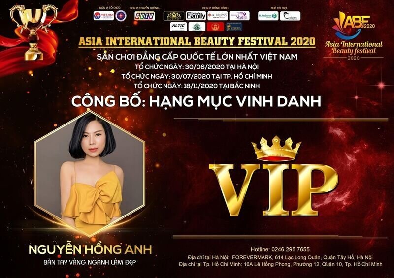 Chuyên gia Nguyễn Hồng Anh xuất sắc được Vinh danh với giải thưởng Bàn tay Vàng Chăm sóc da tại đêm chung kết Asia International Beauty Festival 2020
