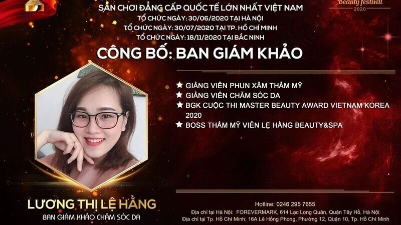 Master Lương Thị Lệ Hằng – giám khảo bộ môn Chăm sóc da: “Cuộc thi Asia International Beauty Festival 2020 là một sân chơi uy tín và chất lượng của ngành làm đẹp.”