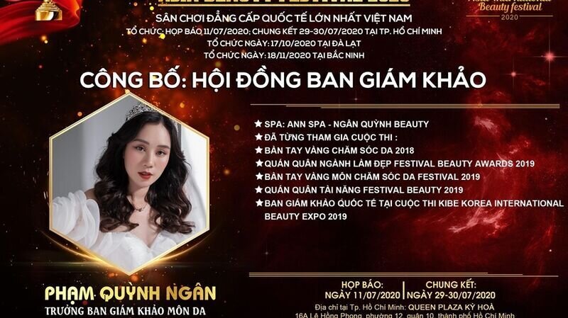 Master Phạm Quỳnh Ngân: Trưởng ban giám khảo bộ môn Chăm sóc da: “Tôi tự hào khi được đóng góp một phần nhỏ bé trên cương vị Trưởng ban giám khảo tại Asia Beauty Festival 2020.”