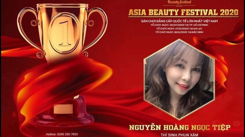 Nghệ nhân trẻ Nguyễn Hoàng Ngọc Tiệp xuất sắc đạt giải Nhất bộ môn Phun xăm thẩm mỹ tại cuộc thi Asia Beauty Festival 2020