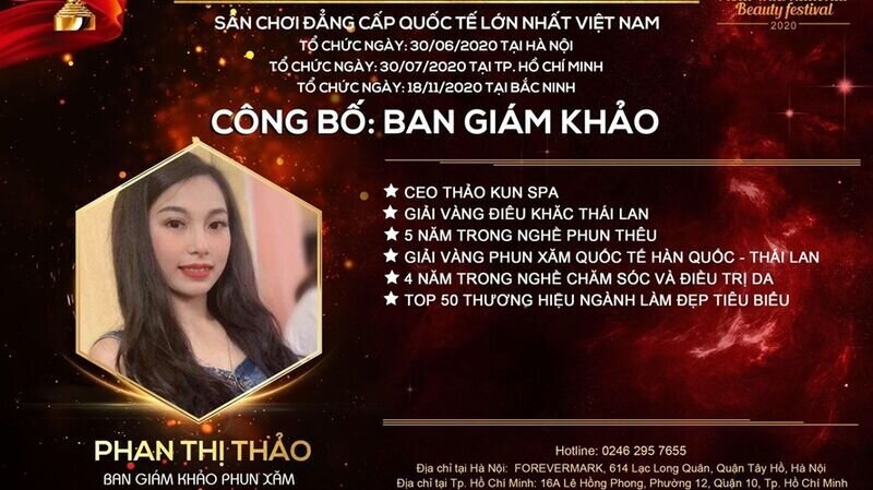Master Phan Thị Thảo – giám khảo bộ môn Phun xăm thẩm mỹ chia sẻ gì sau cuộc thi Asia Beauty Festival 2020?