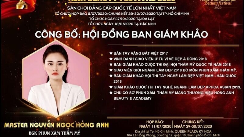 Master Nguyễn Ngọc Hồng Anh – giám khảo bộ môn Phun xăm thẩm mỹ: “Tôi hạnh phúc khi trở thành một phần trong đại gia đình Asia Beauty Festival 2020.”