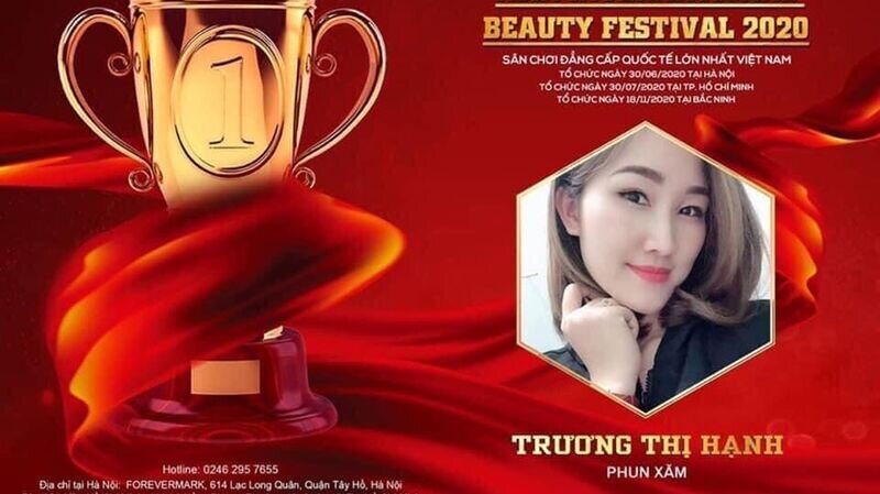 Giải Kỹ thuật vàng bộ môn Phun xăm thẩm mỹ đã xuất sắc tìm ra chủ nhân xứng đáng nhất: nghệ nhân trẻ Trương Thị Hạnh