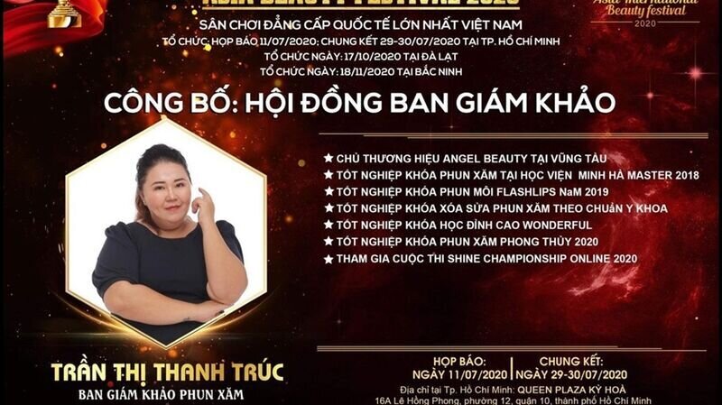 Master Trần Thị Thanh Trúc – Giám khảo bộ môn Phun xăm thẩm mỹ chia sẻ gì sau chặng đường thành công tại cuộc thi Asia Beauty Festival 2020?