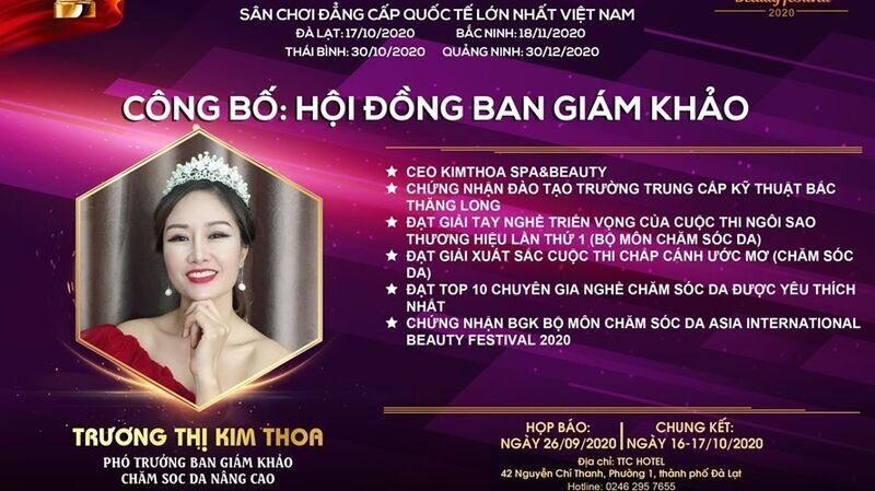 Master Trương Thị Kim Thoa xuất sắc hoàn thành nhiệm vụ với vai trò Phó trưởng ban giám khảo Chăm sóc da nâng cao tại Asia Beauty Festival 2020