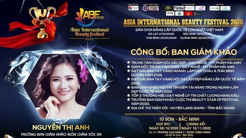 Master Nguyễn Thị Anh chính thức xuất hiện trên cương vị Trưởng ban giám khảo bộ môn Chăm sóc da tại cuộc thi Asia International Beauty Festival 2020 tại Bắc Ninh