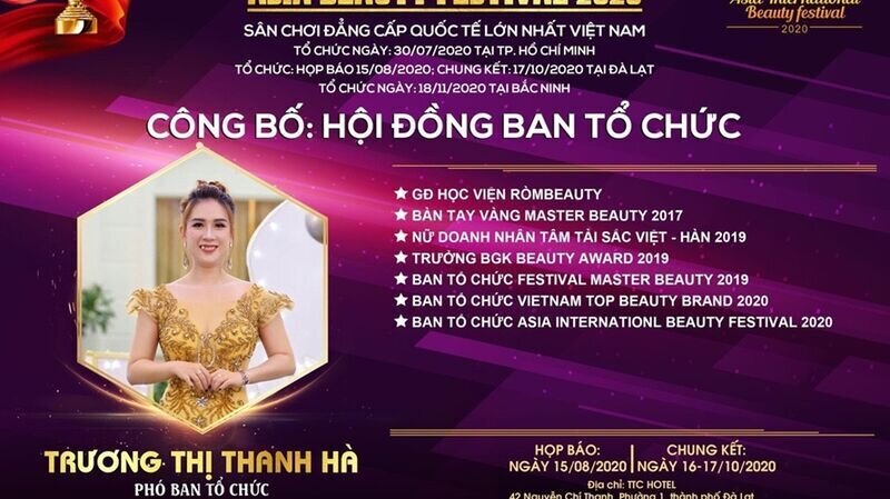 Master Trương Thị Thanh Hà – Phó ban tổ chức cuộc thi Asia Beauty Festival 2020: “Người chiến thắng trong cuộc thi là người dám thử thách chính mình”