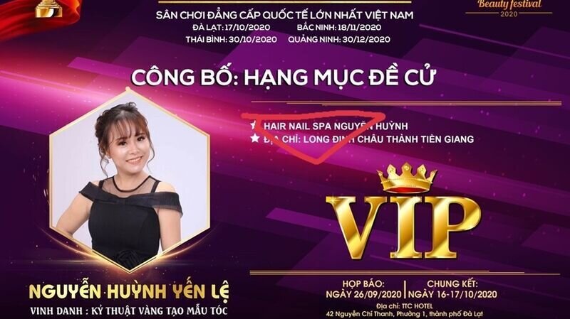 Nghệ nhân Nguyễn Huỳnh Yến Lệ xuất sắc nhận giải thưởng Vinh danh Kỹ thuật vàng tạo mẫu tóc tại cuộc thi Asia Beauty Festival 2020 tại Đà Lạt