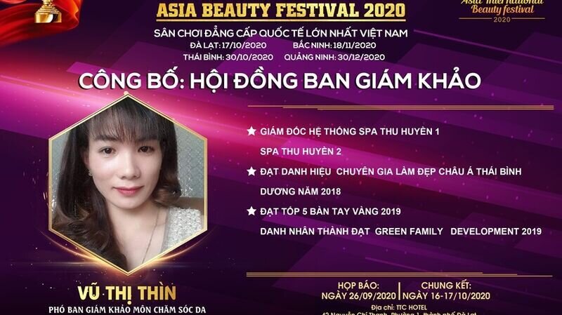 Master Vũ Thị Thìn – Phó ban giám khảo bộ môn Chăm sóc da đã hoàn thành xuất sắc cương vị “cầm cân nảy mực” tại cuộc thi Asia Beauty Festival 2020