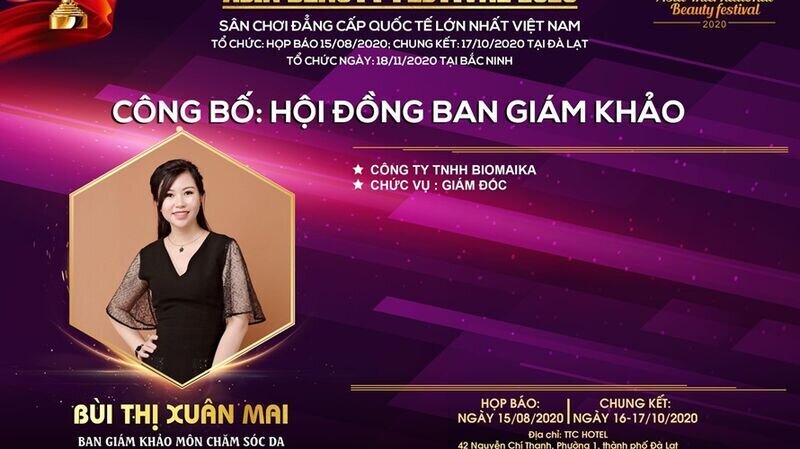 Master Bùi Thị Xuân Mai – Giám khảo bộ môn Chăm sóc da: “Tôi hạnh phúc khi được là một phần nhỏ bé của Asia Beauty Festival 2020.”