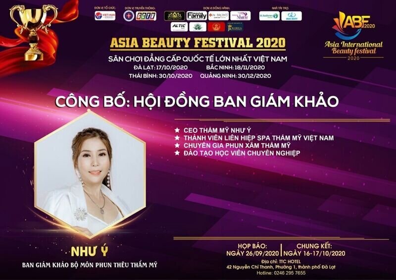 Master Như Ý- giám khảo bộ môn Phun thêu thẩm mỹ: “Cuộc thi Asia Beauty Festival 2020 có rất nhiều thí sinh xuất sắc với phần thi ấn tượng.”