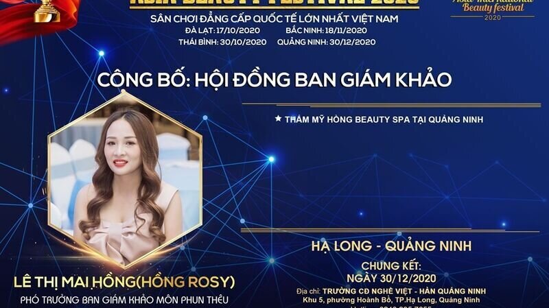 Master Hồng Rosy đã sẵn sàng trên cương vị Phó trưởng ban giám khảo bộ môn Phun thêu thẩm mỹ tại cuộc thi Asia Beauty Festival 2020 tại Quảng Ninh