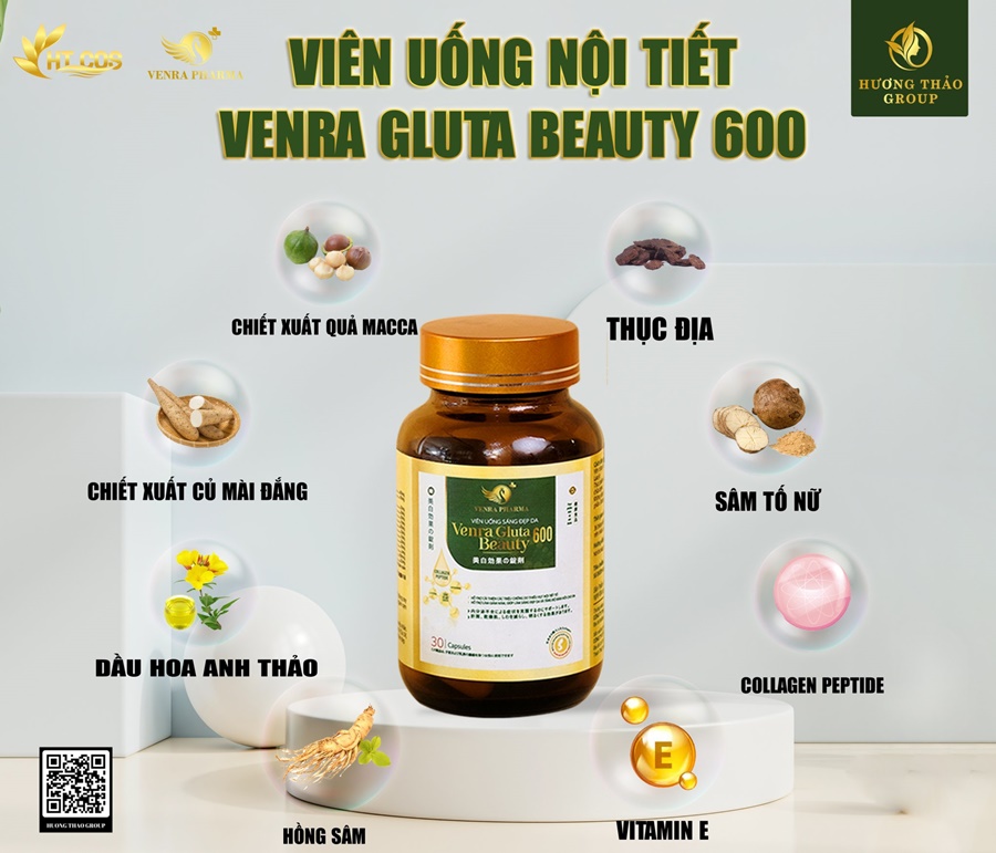 “Tứ trụ” thành phần trong viên uống trắng da Venra Gluta Beauty 600 cho làn da trắng sáng không tì vết