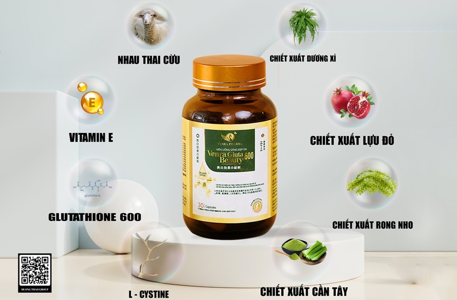 “Tứ trụ” thành phần trong viên uống trắng da Venra Gluta Beauty 600 cho làn da trắng sáng không tì vết