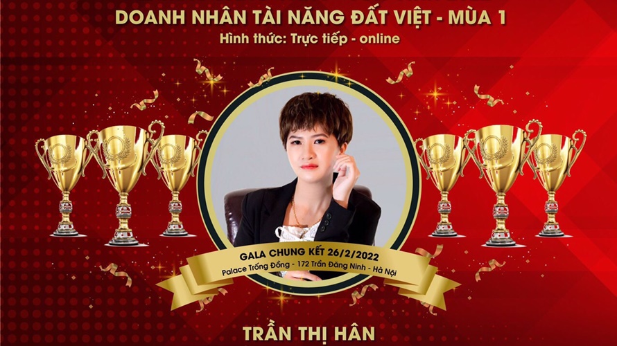 Master Trần Thị Hân nhận vinh danh Ban giám khảo môn Chăm sóc da tại sự kiện Tôn vinh Doanh nhân Tài năng đất Việt 2022